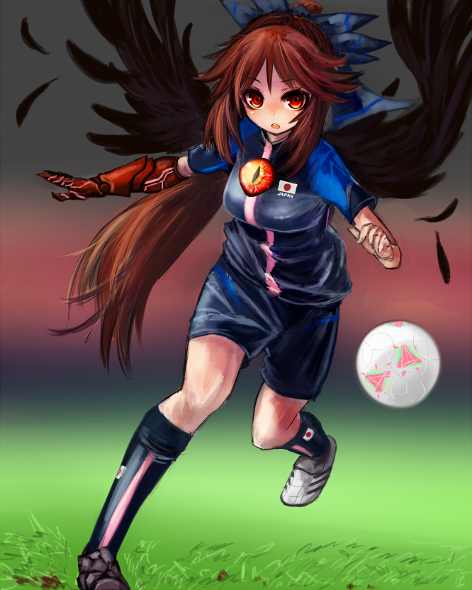 reiuji utsuho (touhou and 2 more) drawn by gobou_(gbu)