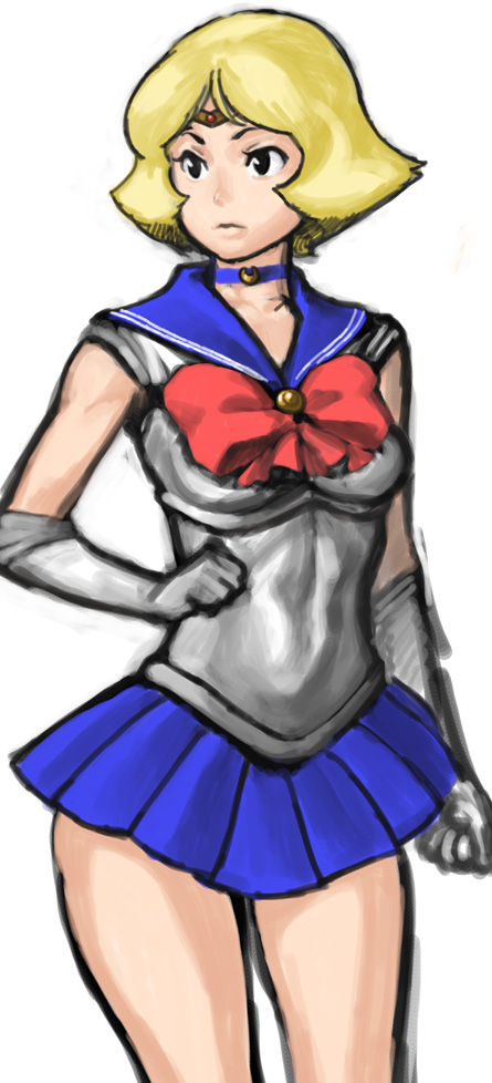 sailor moon and sayla mass (gundam and 2 more) drawn by 66head