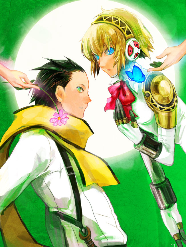 aigis and mochizuki ryouji (persona and 1 more) drawn by oyuyamio