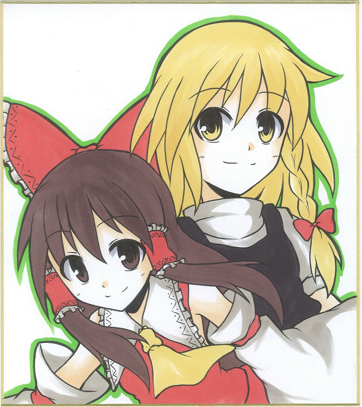 hakurei reimu and kirisame marisa (touhou) drawn by mochizuki_ado