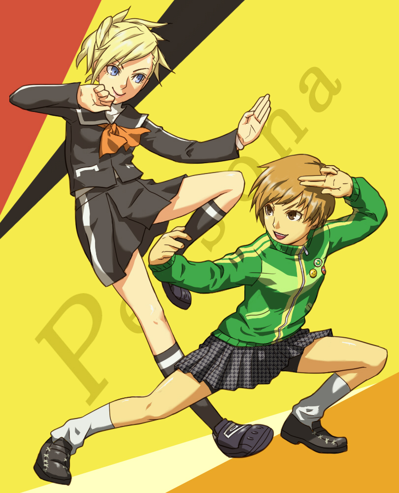 satonaka chie and lisa silverman (persona and 3 more) drawn by shigumo_(shigeru)