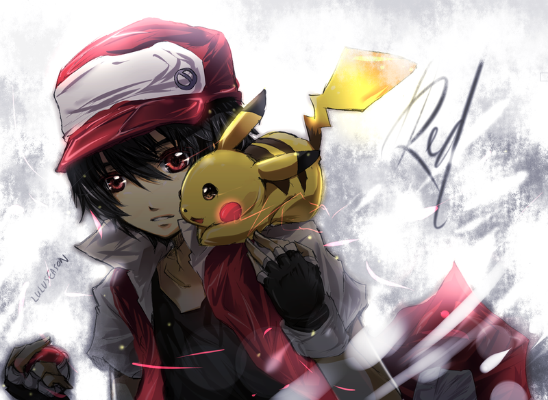 pikachu, red, and pixiv red (pokemon and 1 more) drawn by lulu_season