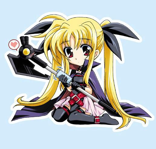fate testarossa and bardiche (lyrical nanoha and 1 more) drawn by kanna_(plum)