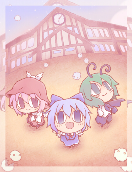 cirno, mystia lorelei, and wriggle nightbug (touhou) drawn by nekoguruma
