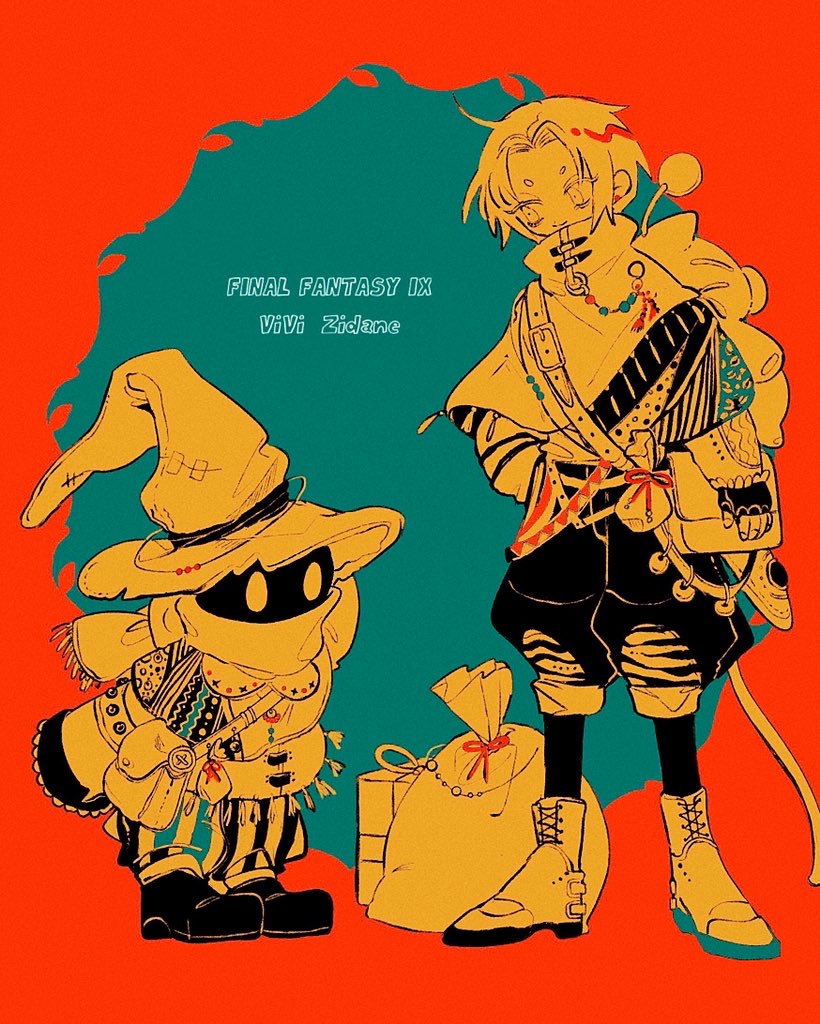 moogle, zidane tribal, black mage, and vivi ornitier (final fantasy and 1 more) drawn by nayo_(kr_000515)