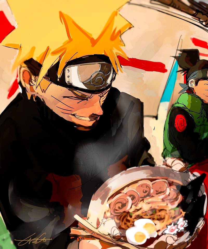 uzumaki naruto and umino iruka (naruto) drawn by imamuu_(imamoon)
