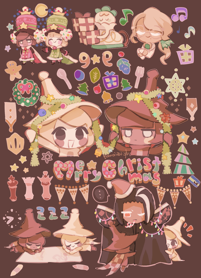 dark choco cookie, pawn white cookie, pawn black cookie, and earl grey cookie (cookie run and 1 more) drawn by kanaizu_yh
