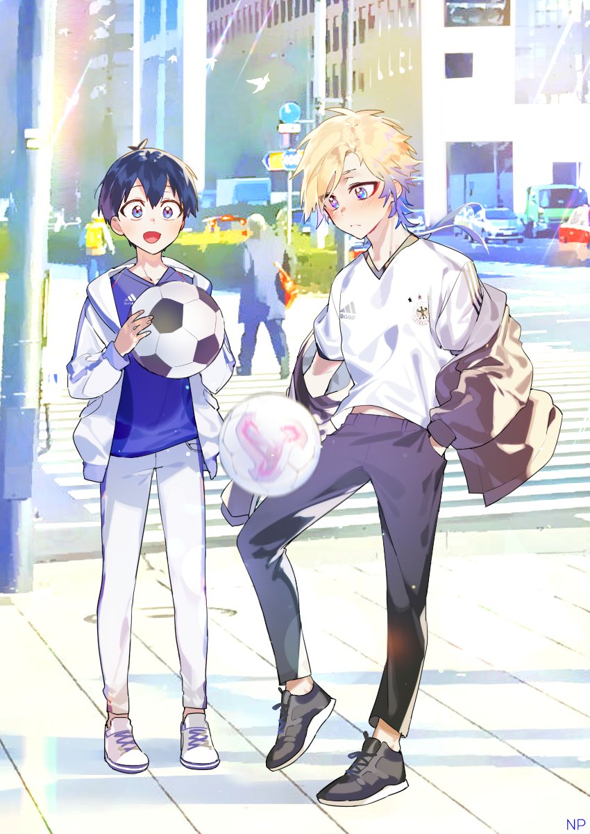 isagi yoichi and michael kaiser (blue lock) drawn by enpissi