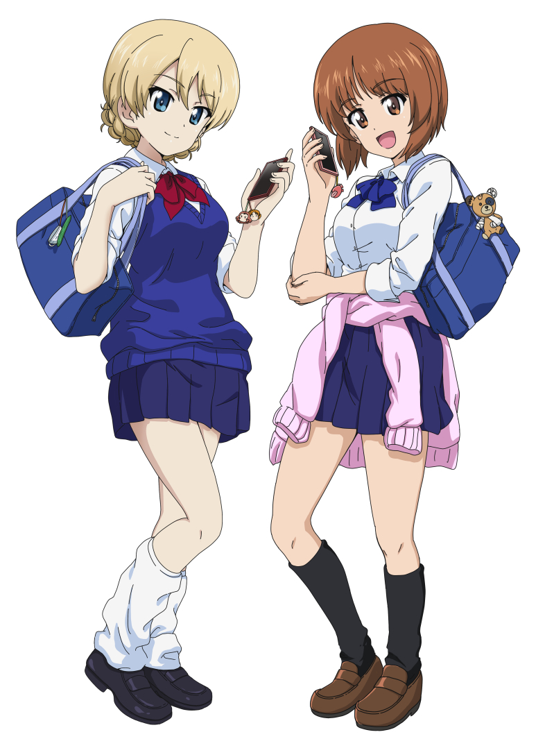 nishizumi miho, darjeeling, and boko (girls und panzer) drawn by kanau