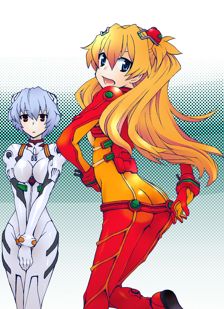 souryuu asuka langley and ayanami rei (neon genesis evangelion and 2 more) drawn by hoshino_kouichirou