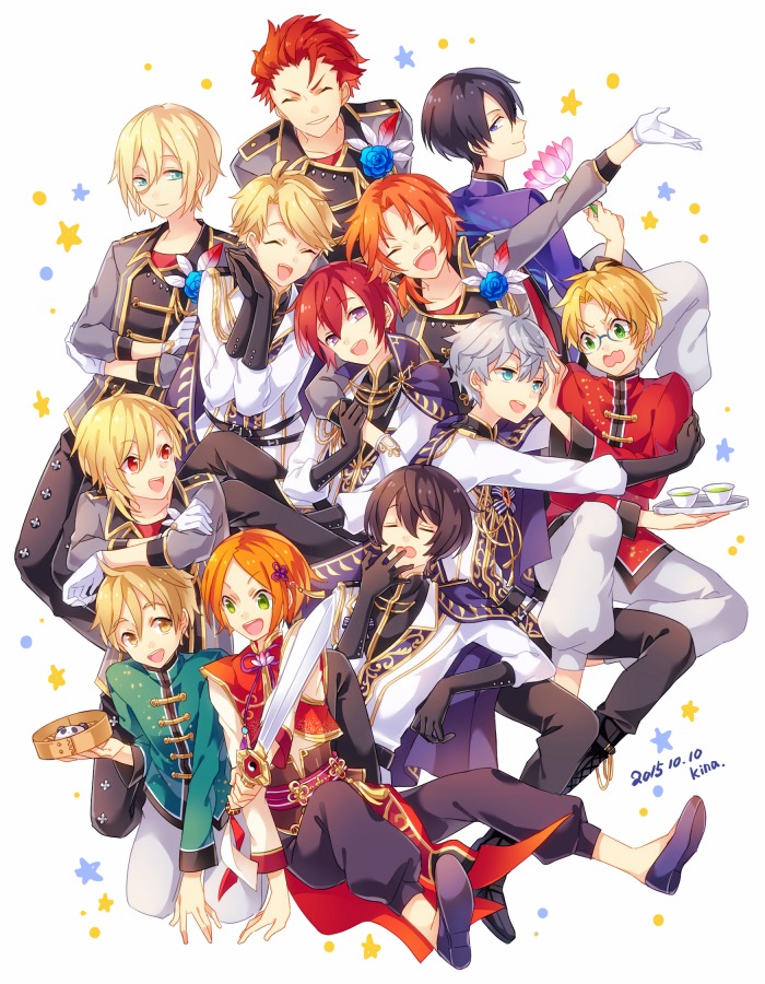 sakuma ritsu, tenshouin eichi, nito nazuna, tsukinaga leo, sena izumi, and 7 more (ensemble stars!) drawn by kina_(446964)