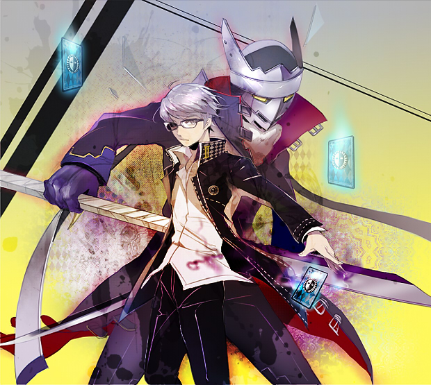 narukami yu and izanagi (persona and 1 more) drawn by x_(22222)