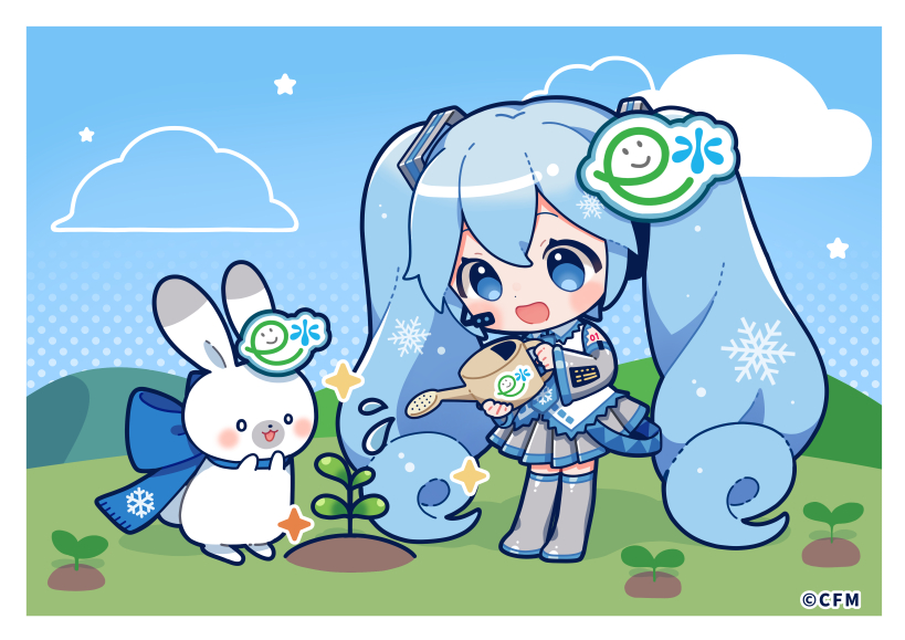 hatsune miku, yuki miku, and rabbit yukine (vocaloid) drawn by binchou_maguro