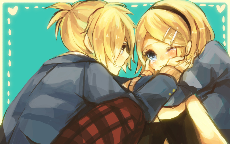kagamine rin and kagamine len (vocaloid) drawn by akino_rinko