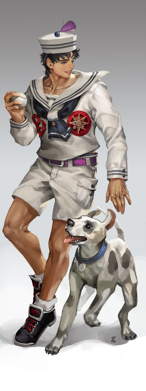 jonathan joestar, higashikata josuke, and danny (jojo no kimyou na bouken and 1 more) drawn by zluu