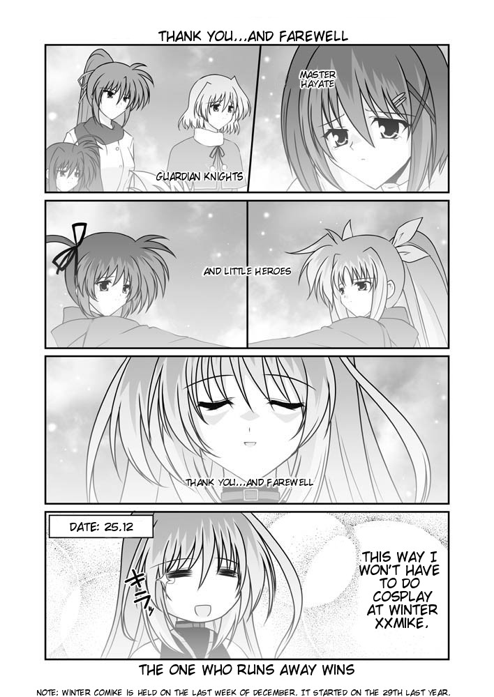fate testarossa, takamachi nanoha, yagami hayate, vita, signum, and 2 more (lyrical nanoha and 2 more) drawn by mikage_takashi