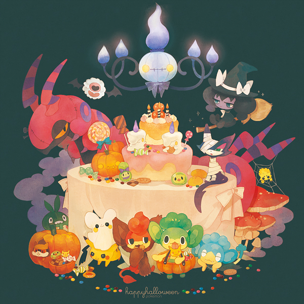 pikachu, litwick, chandelure, emolga, joltik, and 11 more (pokemon) drawn by pechika
