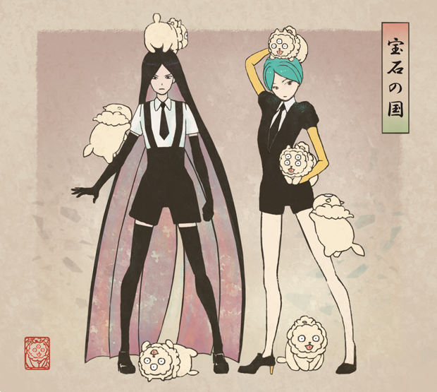 phosphophyllite, bort, and shiro (houseki no kuni) drawn by seraphitalg