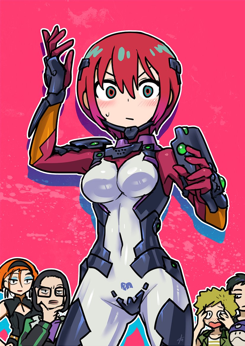 amate yuzuriha, haro, annqi, jezzi, kaine, and 1 more (gundam and 2 more) drawn by ebizome