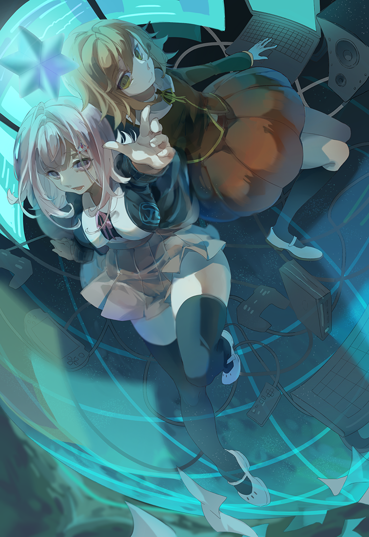 nanami chiaki and fujisaki chihiro (danganronpa and 3 more) drawn by machi_(machi0910)