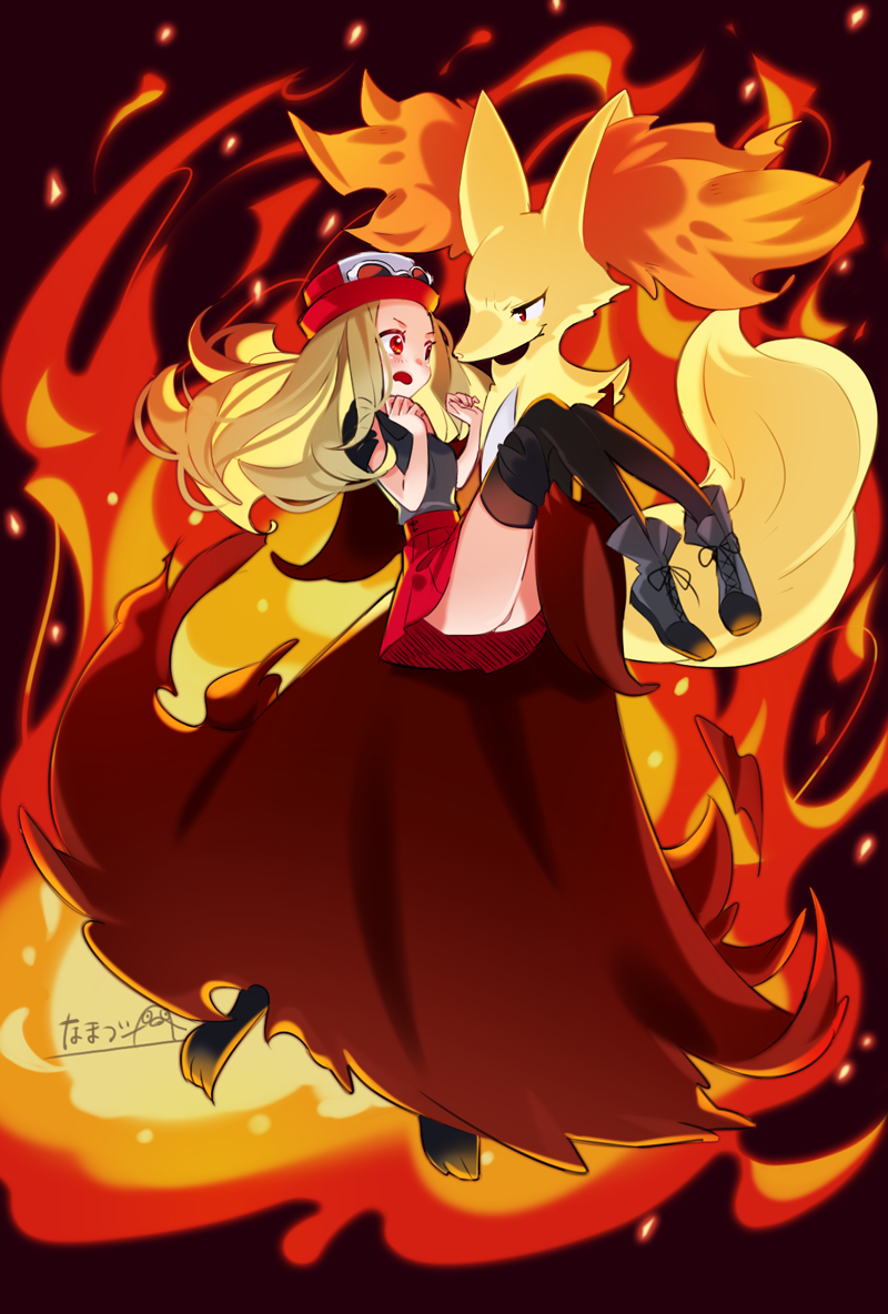 serena and delphox (pokemon and 1 more) drawn by namazu_(dc_27546)