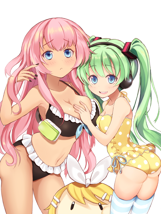 hatsune miku, kagamine rin, and megurine luka (vocaloid) drawn by harunoibuki