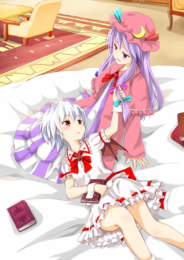 remilia scarlet and patchouli knowledge (touhou) drawn by bluekalmia