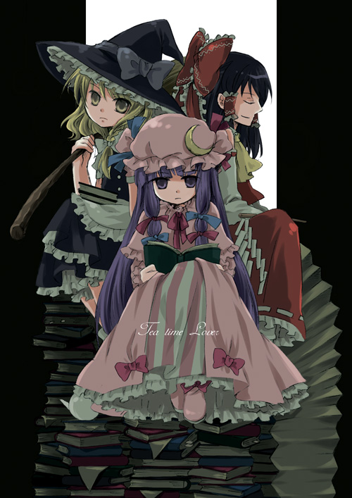 hakurei reimu, kirisame marisa, and patchouli knowledge (touhou) drawn by yanazuki