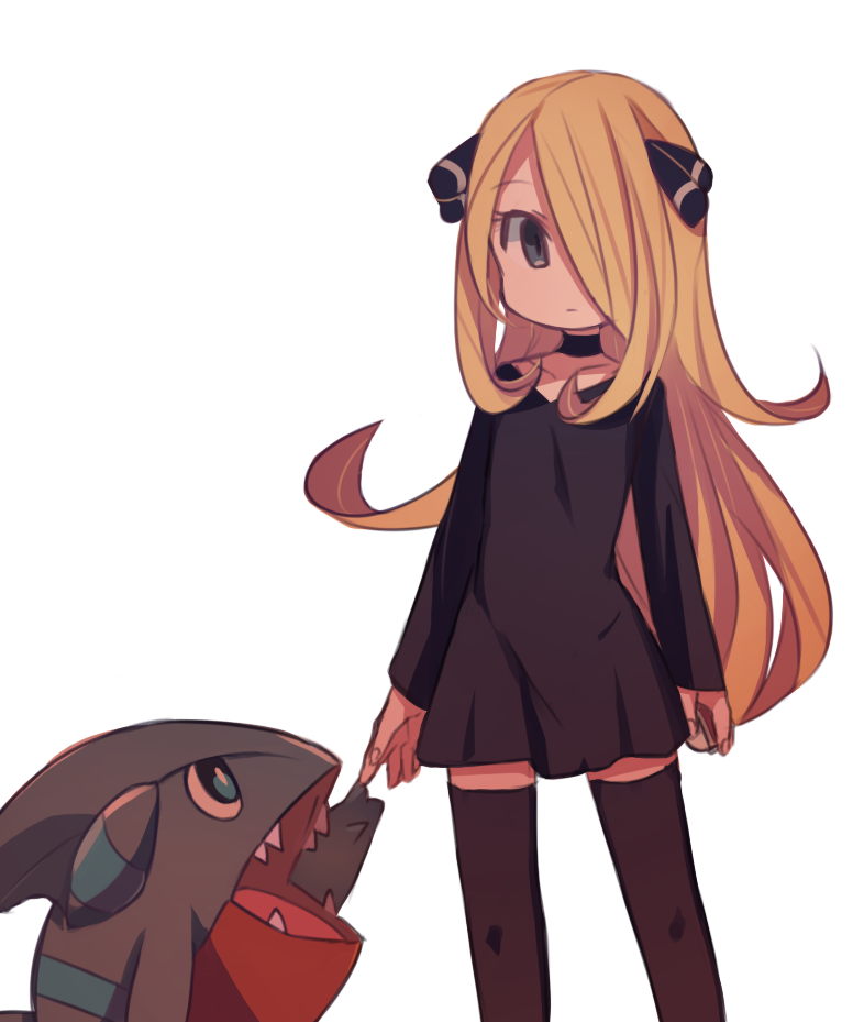 cynthia and gible (pokemon and 1 more) drawn by aoki_shizumi