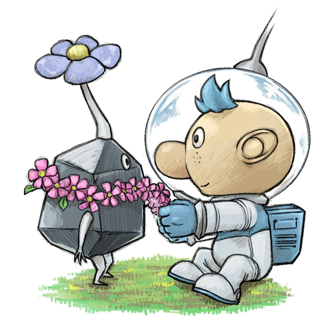rock pikmin and alph (pikmin and 1 more) drawn by naru_(wish_field)