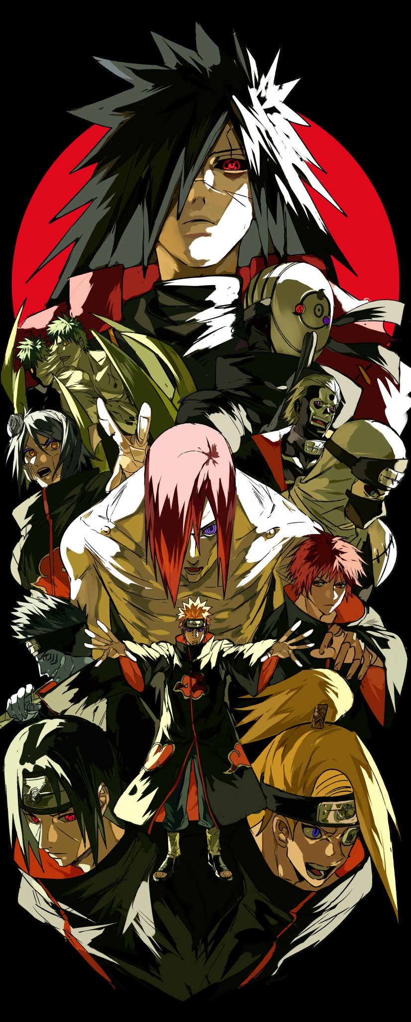 uchiha itachi, uchiha obito, deidara, konan, sasori, and 9 more (naruto and 1 more) drawn by xi_luo_an_ya