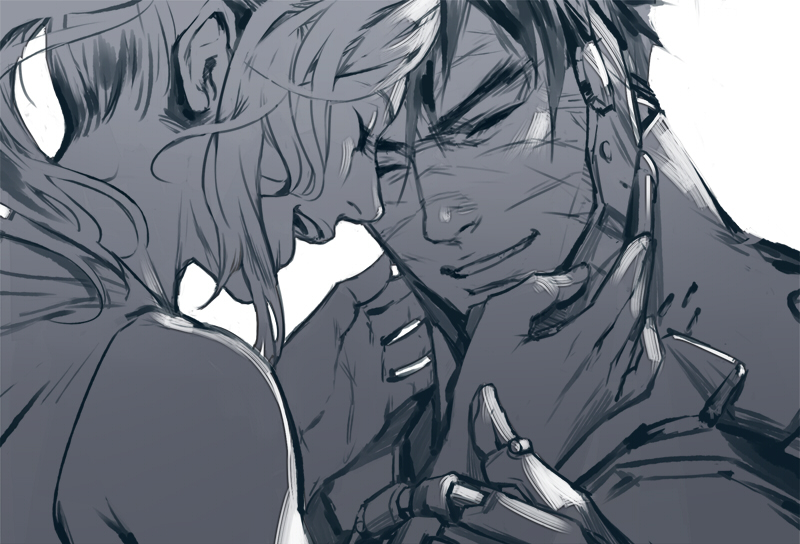 mercy and genji (overwatch and 1 more) drawn by hage2013