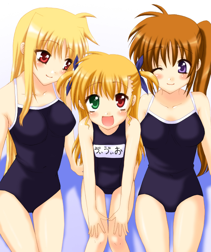 fate testarossa, takamachi nanoha, and vivio (lyrical nanoha and 1 more) drawn by saki_chisuzu