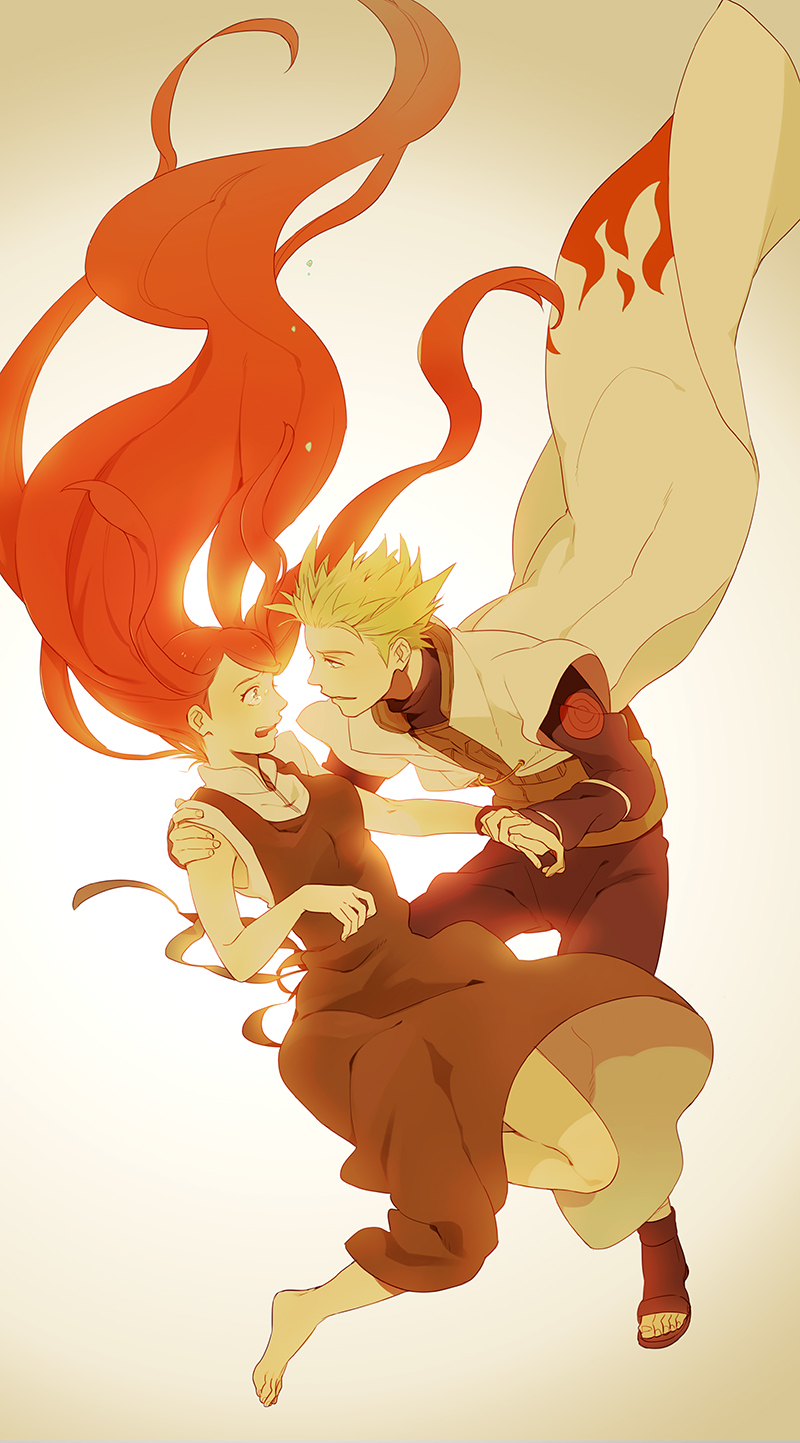 uzumaki kushina and namikaze minato (naruto) drawn by i_(kaiyou)