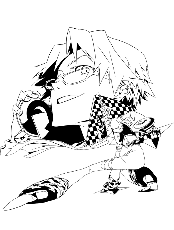hanamura yousuke and jiraiya (persona and 1 more) drawn by hei_jin
