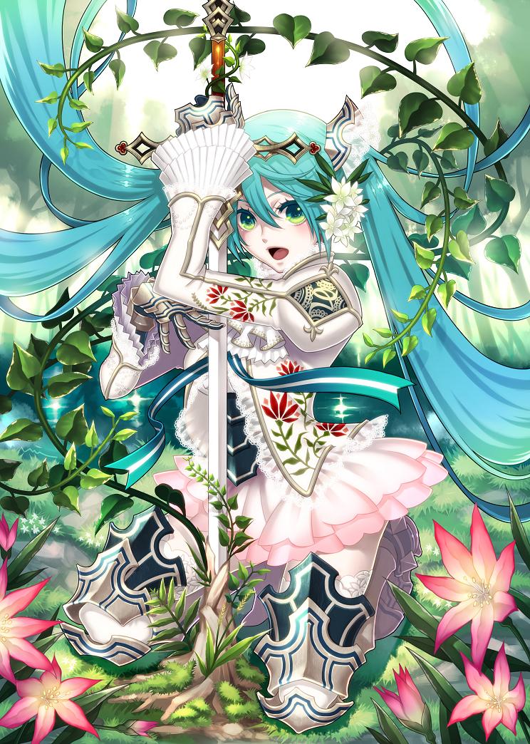 hatsune miku (vocaloid and 2 more) drawn by miogrobin