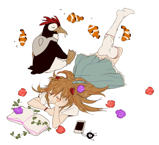 souryuu asuka langley and penpen (neon genesis evangelion) drawn by 0930erina