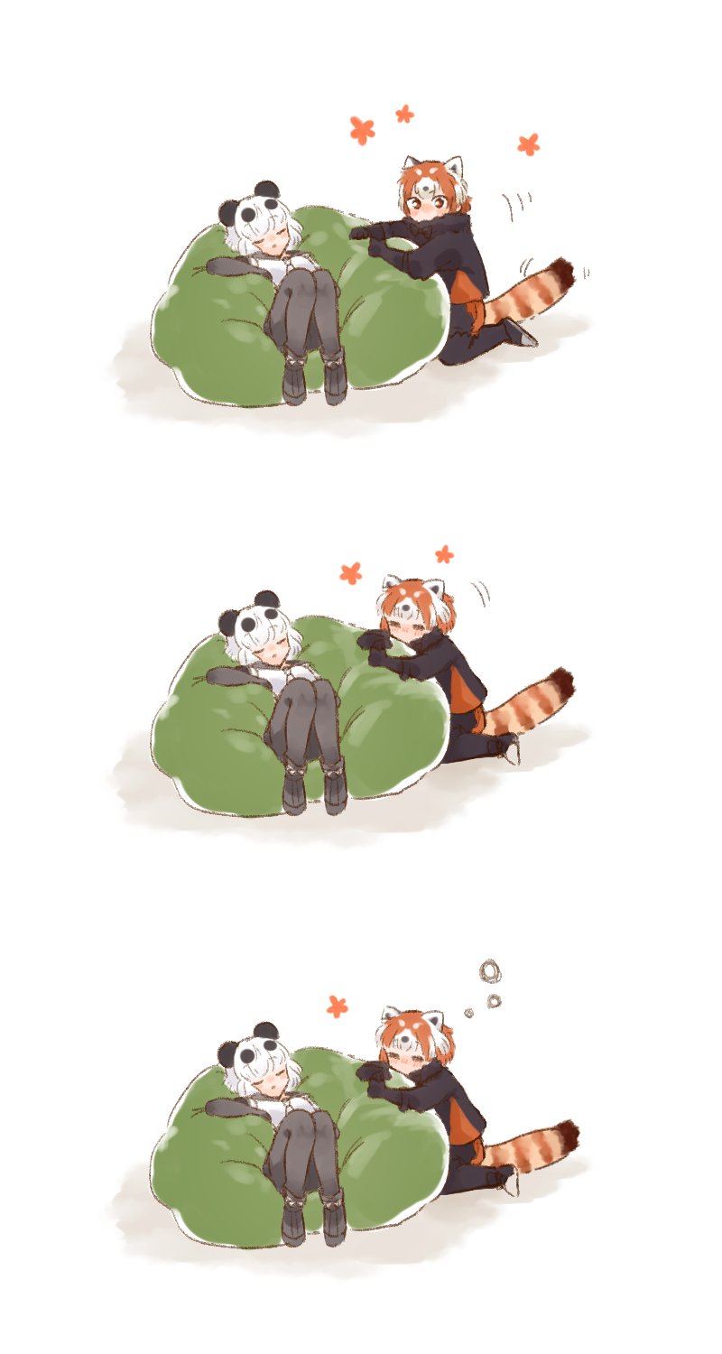 red panda and giant panda (kemono friends and 1 more) drawn by moeki_(moeki0329)