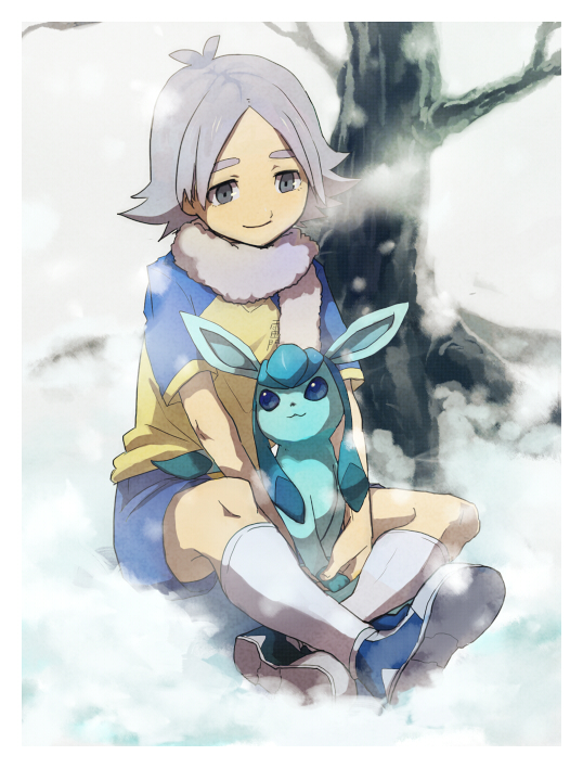 glaceon and fubuki shirou (pokemon and 1 more) drawn by memna_(renka_roll)