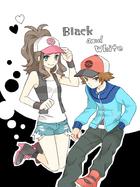 hilda and hilbert (pokemon and 1 more) drawn by em_(tegaki)