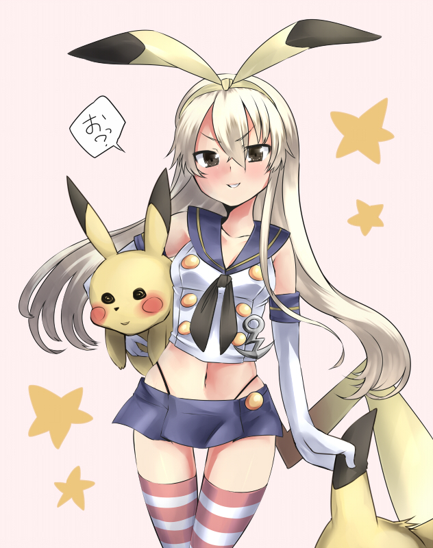 shimakaze and pikachu (kantai collection and 1 more) drawn by doyouwantto