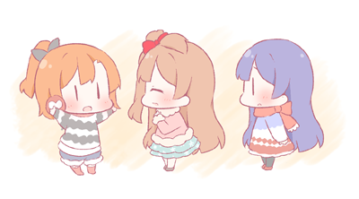sonoda umi, minami kotori, and kosaka honoka (love live! and 1 more) drawn by saku_usako_(rabbit)