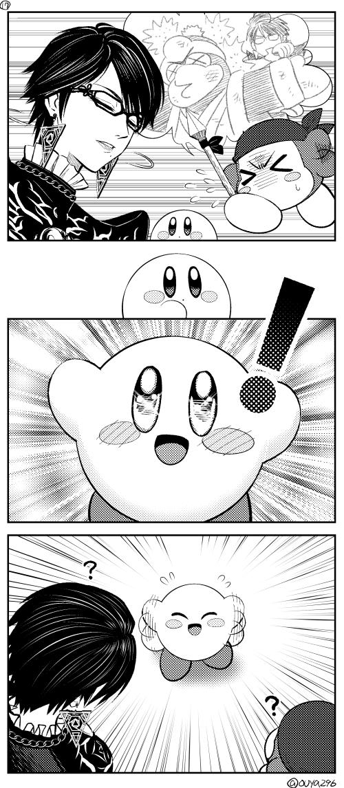 kirby, bayonetta, king dedede, and bandana waddle dee (kirby and 3 more) drawn by ouya_(maboroshimori)