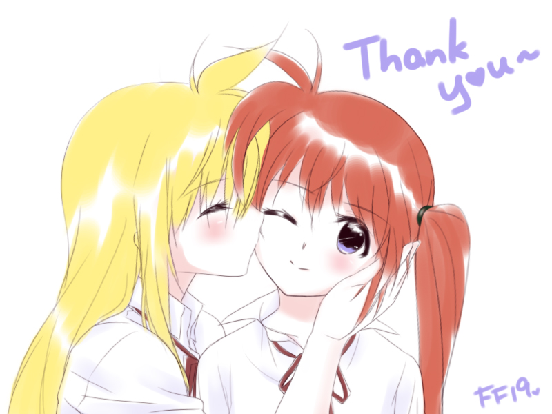 fate testarossa and takamachi nanoha (lyrical nanoha and 2 more) drawn by aegis_zan