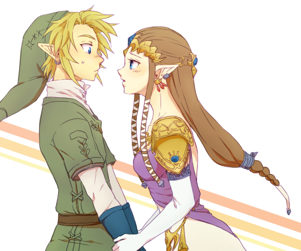 link and princess zelda (the legend of zelda and 1 more) drawn by saiba_(henrietta)