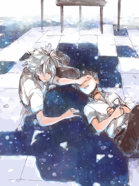 ikari shinji and nagisa kaworu (neon genesis evangelion and 2 more) drawn by chikin_maro