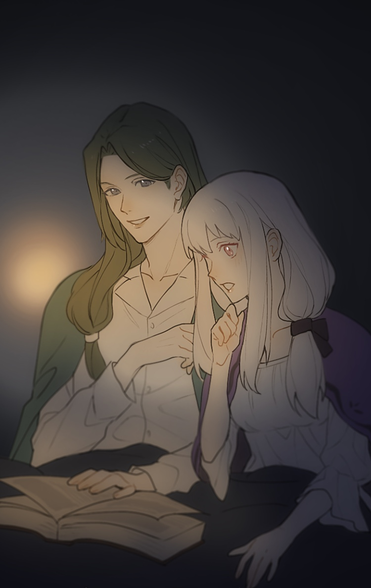 lysithea von ordelia and linhardt von hevring (fire emblem and 1 more) drawn by 0_ebj