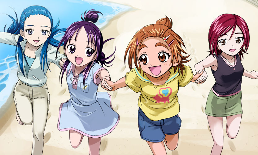 hyuuga saki, mishou mai, kiryuu michiru, and kiryuu kaoru (precure and 1 more) drawn by haruyama_kazunori