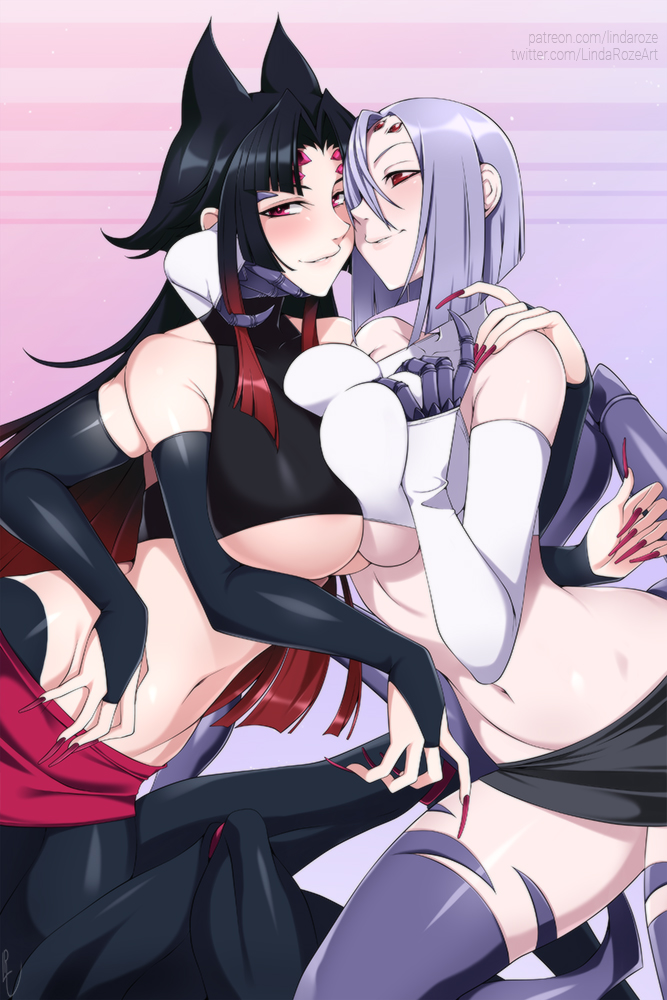 rachnera arachnera and arahnia taranterra arachnida (monster musume no iru nichijou and 1 more) drawn by lindaroze