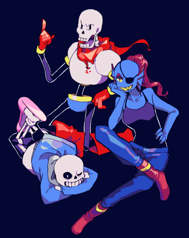 sans, undyne, and papyrus (undertale) drawn by beryllium_game